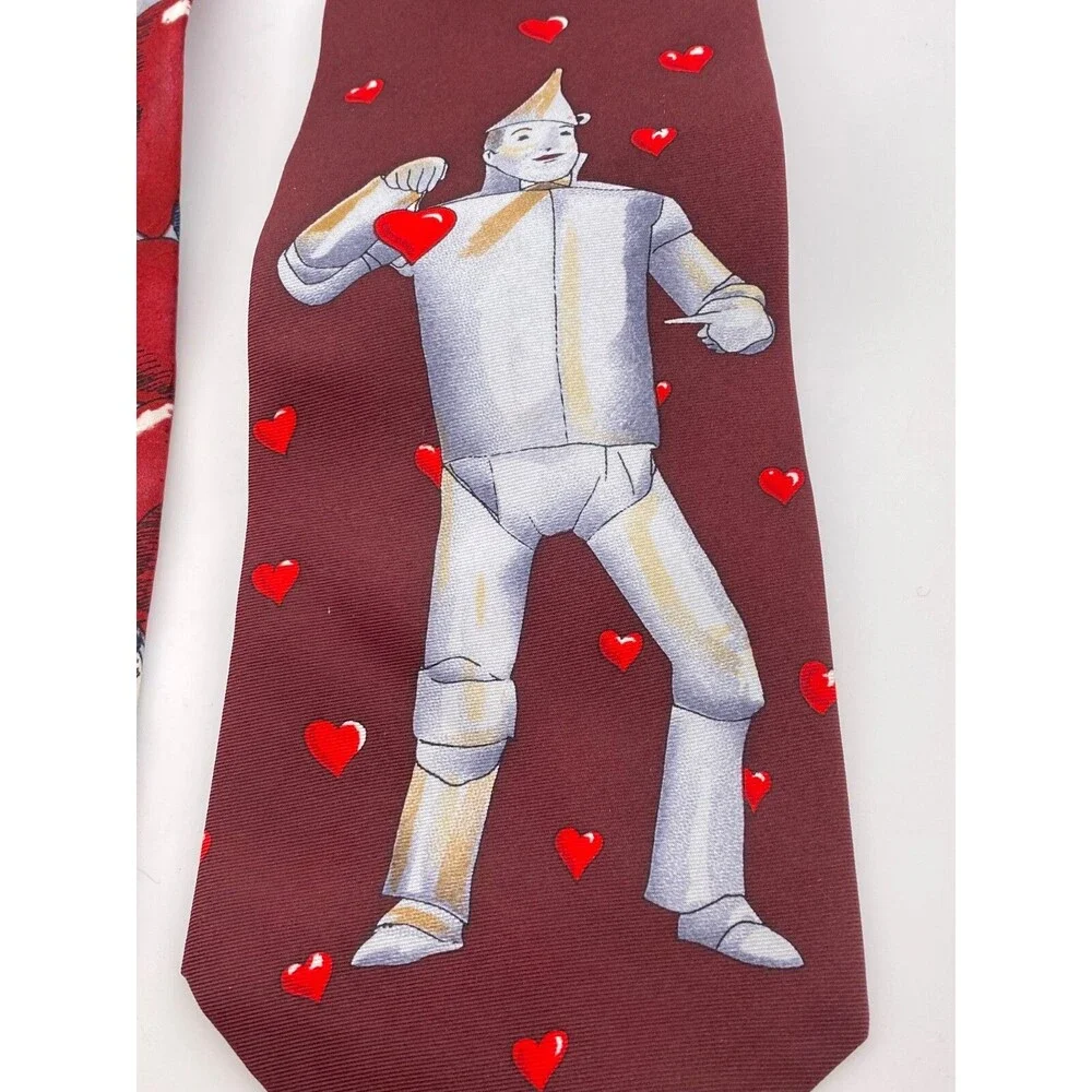 American Film Classics Set of 2 Wizard of Oz Neck Ties 100% Silk Tin Man Hearts